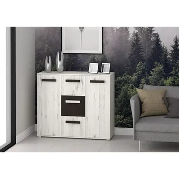 Komoda Eoshop Komoda Iva, Dab craft Bílá / norská borovice Černá