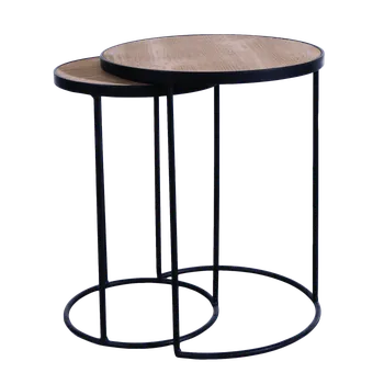 Konferenční stolek Duo kulaté konferenční stolky Brooklyn D875 Patina povrchu: Bez patiny, Barva povrchu nábytku: Duffy-Blue