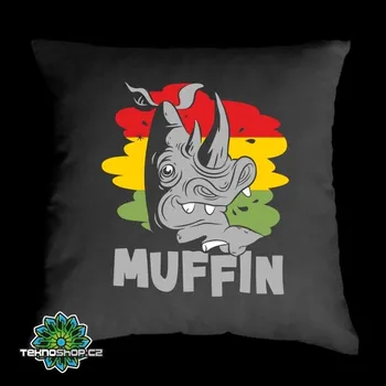 Dekorativní polštářek TEKNOSHOP Muffin 2016 Nosorožec dnb polštářek s potiskem zelený