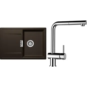 Granitový dřez Set Schock S6-9 (dřez Mono D-100S Bronze + baterie Epos.120 Chrom)