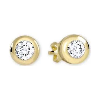 Náušnice Zlaté náušnice se zirkonem na šroubek 5mm