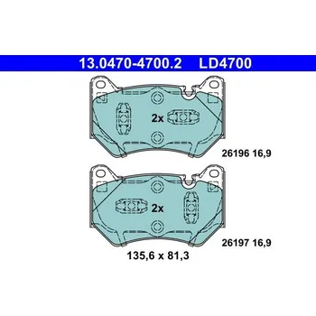 Brzdová destička Sada brzdových destiček, kotoučová brzda ATE 13.0470-4700.2