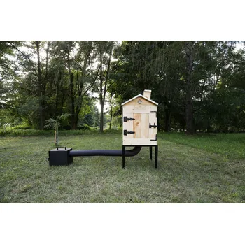 Udírna OHENVZAHRADE.CZ Dřevěná udírna s kováním a oplechovanou stříškou - střední neopálená impregnovaná