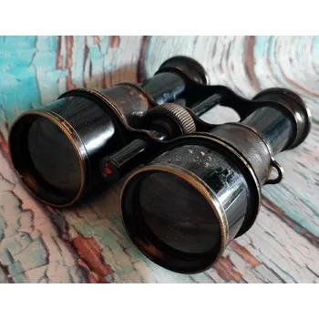 Dalekohled Starožitné mosazné divadelní kukátko černé kožené