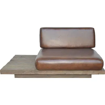 Pohovka Modulový díl sedačky DT67G - dřevěná zdáda Kůže: Blue Marine