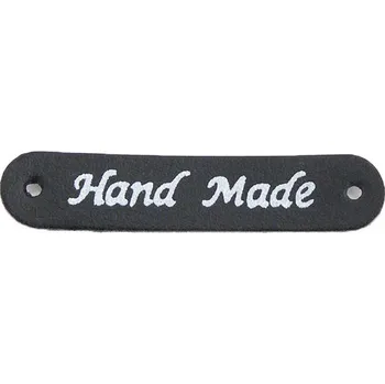Koženkový štítek - Hand made 10x48 mm, černá