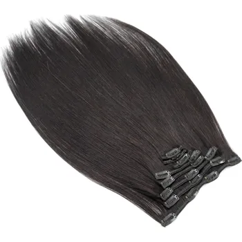 Příčesek Clip in vlasy 40cm Remy pravé lidské AAA - přírodní černé
