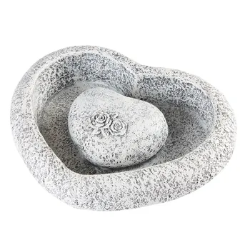 Květináč Květináč srdce s růží 28 x 23 cm šedý