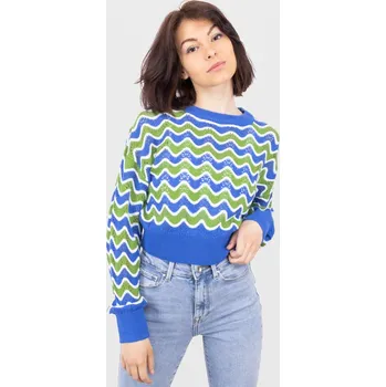 Dámský svetr Hailys dámský háčkovaný crop svetr modro/zelený Velikost: XL