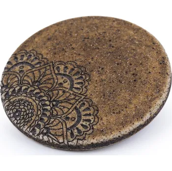 Knoflík Knoflík mandala tmavá hořčice 38mm (Knoflík mandala tmavá hořčice zdobený laserem)