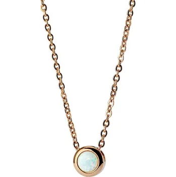 Náhrdelník Šperky4U Zlacený ocelový náhrdelník s opálem bílé barvy - OPD0012-OP17