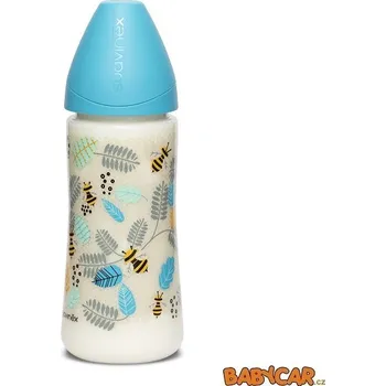 Kojenecká láhev SUAVINÉX láhev se širokým hrdlem SILIKON 360ml Včela/Modrá