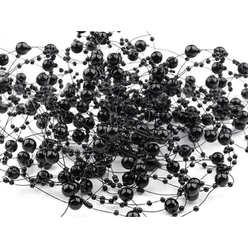 Svatební dekorace Perly na silonu Ø7 mm černá