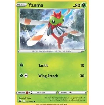 Karetní hra Pokémon SHF 001/072 Yanma - Shining Fates Stav: Near Mint, Verze: REVERSE HOLO