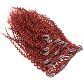 Příčesek Clip in kudrnaté vlasy 100% lidské REMY 50cm - měděná