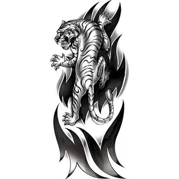 Odstranitelné tetování Rozzuřený tygr - velké tribal nalepovací tetování