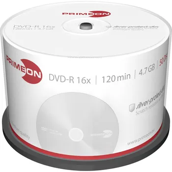Optické médium Primeon 2761204 DVD-R 4.7 GB 50 ks vřeteno stříbrný matný povrch