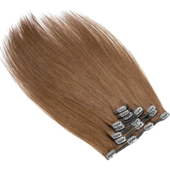 Příčesek Clip in vlasy 40cm REMY lidské vlasy 100g - středně hnědá