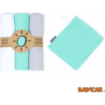 látková plena MAMO TATO mušelínové plenky 3ks + žínka Bílá/Šedá/Mátová