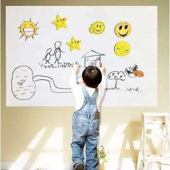 Nalepovací bílá tabule na psaní, kreslení 45x200cm + fixy