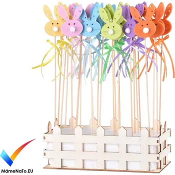 Velikonoční dekorace Emocio Zajíc textilní 7 cm růžový + špejle