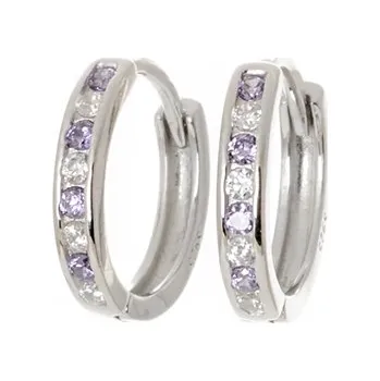 Náušnice Stříbrné náušnice kruhy se zirkony 14 mm STNAU1376F