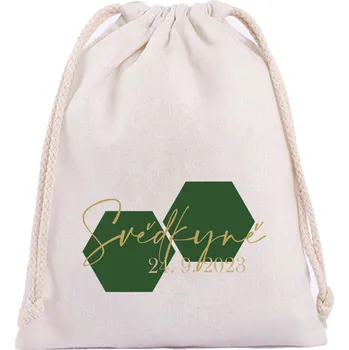 Dárková taška Bavlněný pytlík BUDEŠ MÁ SVĚDKYNĚ? HEXAGON Barva: Zelená, Velikost pytlíku: 26 X 35 cm