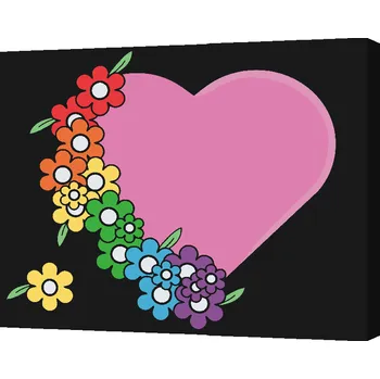 Malování podle čísel - Srdce s duhou Velikost: 30x40cm, Rámování: Pouze srolované plátno