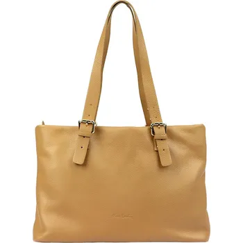 Kabelka Pierre Cardin Velká kožená kabelka přes rameno hnědá