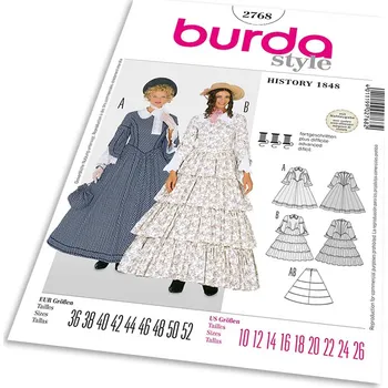 Volný čas Střih Burda 2768 - Biedermeierovské šaty se spodničkou