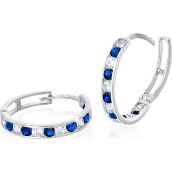 Náušnice GEMMAX Náušnice kroužky z bílého zlata s tmavě modrými zirkony Ø 18 mm – zlatý šperk ryzosti 585/1000 v Dárkovém balení s Certifikátem GLEWT-18-18301