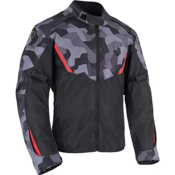 Moto bunda Bunda DELTA 1.0, OXFORD (šedá camo/červená/černá) (Velikost: 5XL)