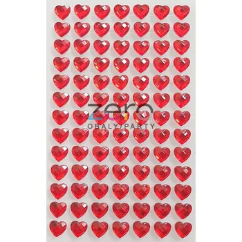 Svatební dekorace Srdce samolepicí 8 mm (91 ks) - červená
