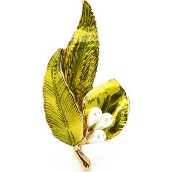 Brož B-TOP Módní brož Zelené listy