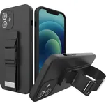 Kryt pro Apple iPhone 12 - popruh / šňůrka - gumový - černý