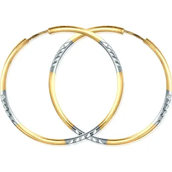 Náušnice GEMMAX Výrazné zlaté náušnice Kruhy zdobené gravírem Ø 30 mm – zlatý šperk ryzosti 585/1000 v Dárkovém balení s Certifikátem GLECN-30-77361