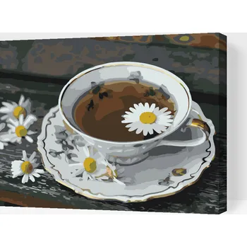 Malování podle čísel - Sedmikráska v čaji Velikost: 30x40cm, Rámování: Pouze srolované plátno