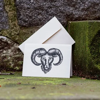 Přání s obálkou potištěno originální kresbou od Alči, znamení Beran