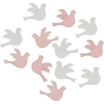 Vánoční dekorace ANDĚL Holubičky dřevěné 4 cm, 12 ks v sáčku