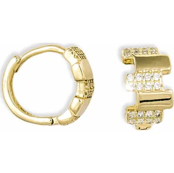 Náušnice GEMMAX Zlaté náušnice kroužky se zirkony Ø 12,5 mm – zlatý šperk ryzosti 585/1000 v Dárkovém balení s Certifikátem GBEYB-13-07681