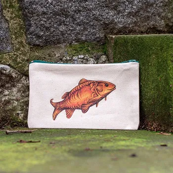 Penál Bavlněný penál, potištěný originální kresbou od Alči, Zlatá rybka