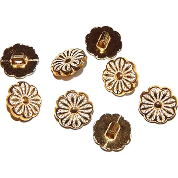 Knoflík GU284, Kovový knoflík, zlatá kytička, 14 mm / 1 kus