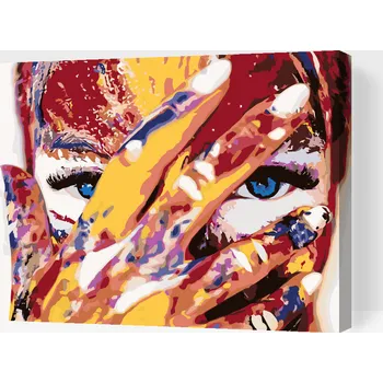 Malování podle čísel - Žena s modrýma očima Velikost: 30x40cm, Rámování: Pouze srolované plátno