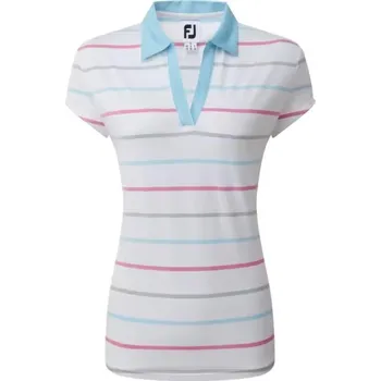 Dámské tričko FootJoy Birdseye Stripe Smooth Jacquard dámské polo, bílo/modré dámské, XS