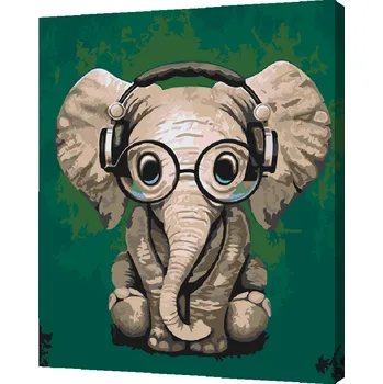 Malování podle čísel - Sloník s brýlemi Velikost: 30x40cm, Rámování: Pouze srolované plátno