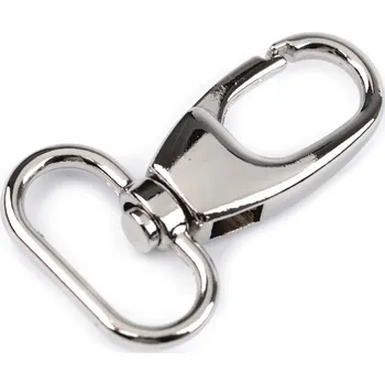 Kovová karabina otočná, průvlek 26 mm, barva 1 nikl