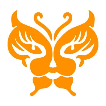 Samolepící dekorace Motýl 016 kočičí obličej (06 - oranžová) SAMOLEPKA NA AUTO, NÁLEPKA, FÓLIE, POLEP, TUNING, VLASTNÍ TEXT, TISK, AUTOSAMOLEPKY.cz, POLEPY, OBRÁZEK, LOGO, 3D STICKERS