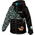 Dětská softshellová bunda Wamu s fleecem Dinosauři - černohnědá velikost 116-122