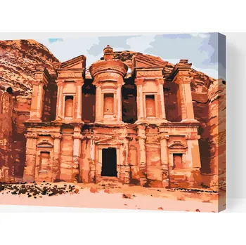 Malování podle čísel - Petra, město v Jordánsku Velikost: 30x40cm, Rámování: Pouze srolované plátno