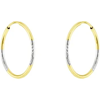 Náušnice GEMMAX Zlaté náušnice Kruhy Ø 20 mm (vnitřní) - gravírované, kulatý profil – zlatý šperk ryzosti 585/1000 v Dárkovém balení s Certifikátem GLECN-20-40201